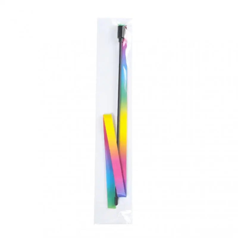 Cat Toy Teaser -  Colorful Rainbow Ribbon Stick