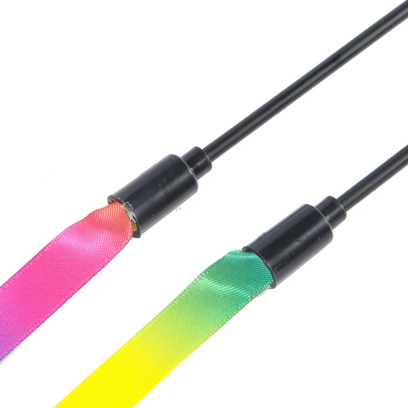 Cat Toy Teaser -  Colorful Rainbow Ribbon Stick