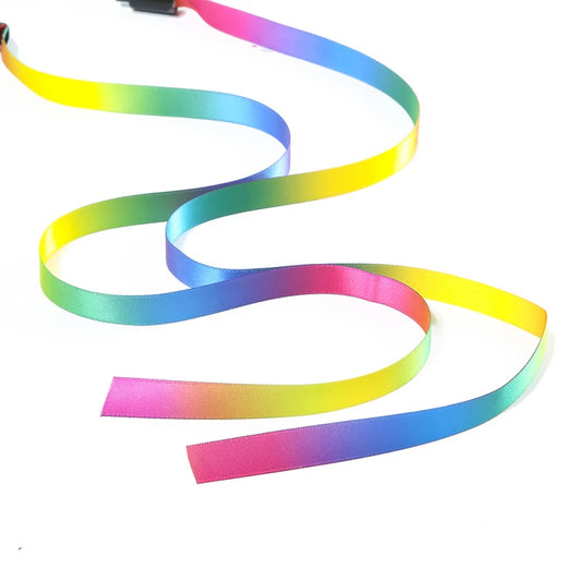 Cat Toy Teaser -  Colorful Rainbow Ribbon Stick