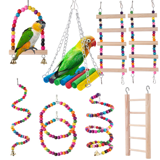 Small Pet Set - Swing Toy - Hanging Hammock -Bell Perch with Ladder