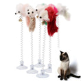 Load image into Gallery viewer, Feather Stick Spring Toy With Suction to Floor - Colorful Interactive Cat toy
