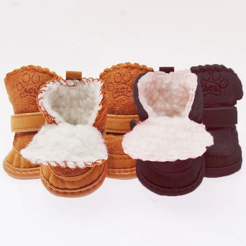 4Pcs Dog Shoes Winter Comfortable Warm Shoes Pet Dog Chihuahua Shoes Boots Outdoor Snow Walking Non-slip Puppy Sneakers