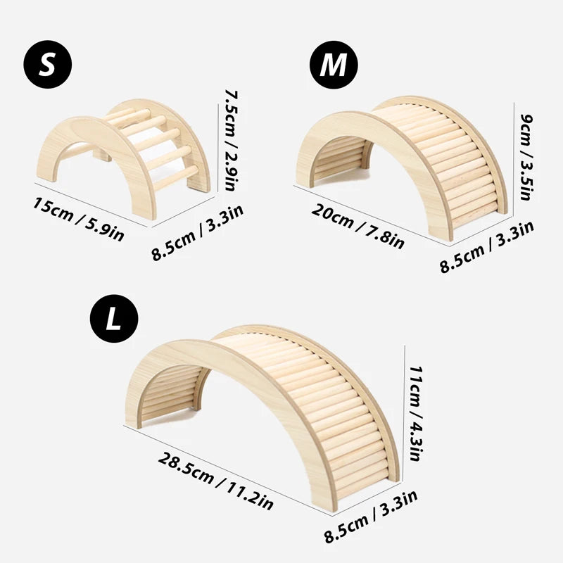 Hamster, Guinea Pig, Hedgehog, & Other Small Pets Wooden Step Bridge Toy