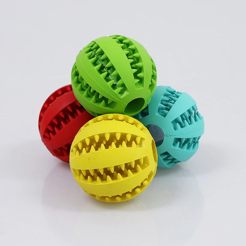 Pet Chew Toy Interactive Rubber Balls - Tooth Cleaner and Treat Holder